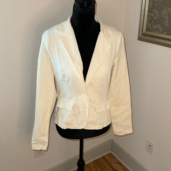 Twenty one ivory corduroy velour single button blazer jacket Sz L - Picture 1 of 8